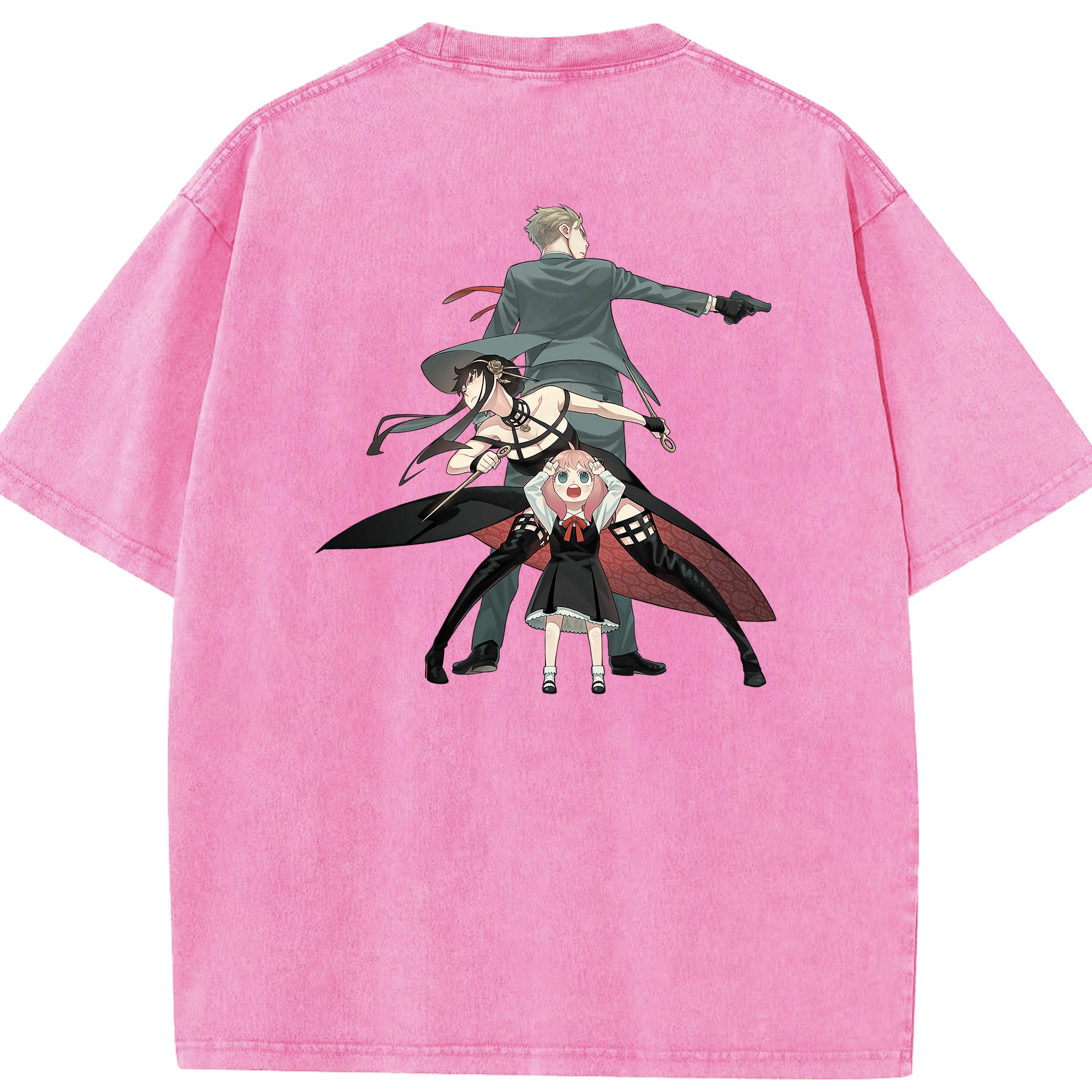 （画像用） SPY×FAMILY间谍家家酒 綿100% ヴィンテージ風 半袖Tシャツ（背面プリント）